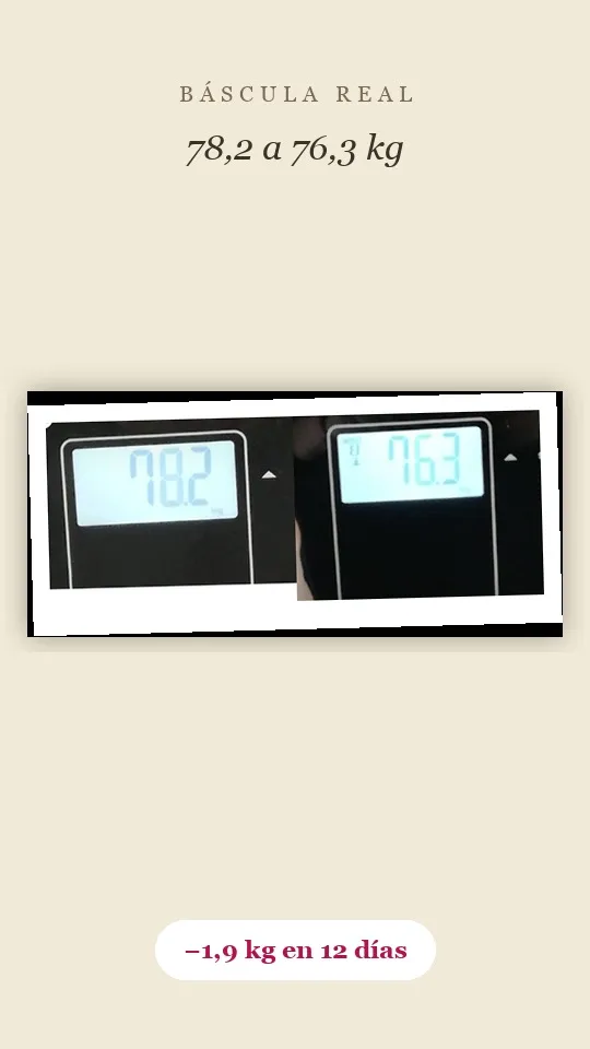 Báscula real Vitabit, 78,2 a 76,3 kg en 12 días