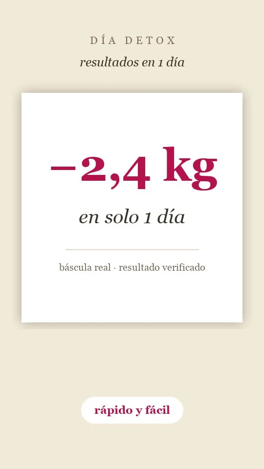 Resultado rápido Vitabit: Día Detox, −2,4 kg en 1 día, báscula real